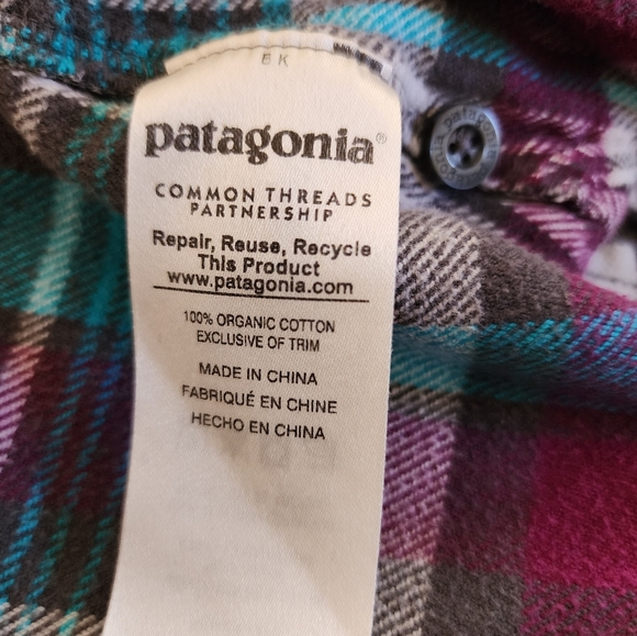 Patagonia fjord flannel organic cotton button down shirt size 6 - Picture 7 of 7